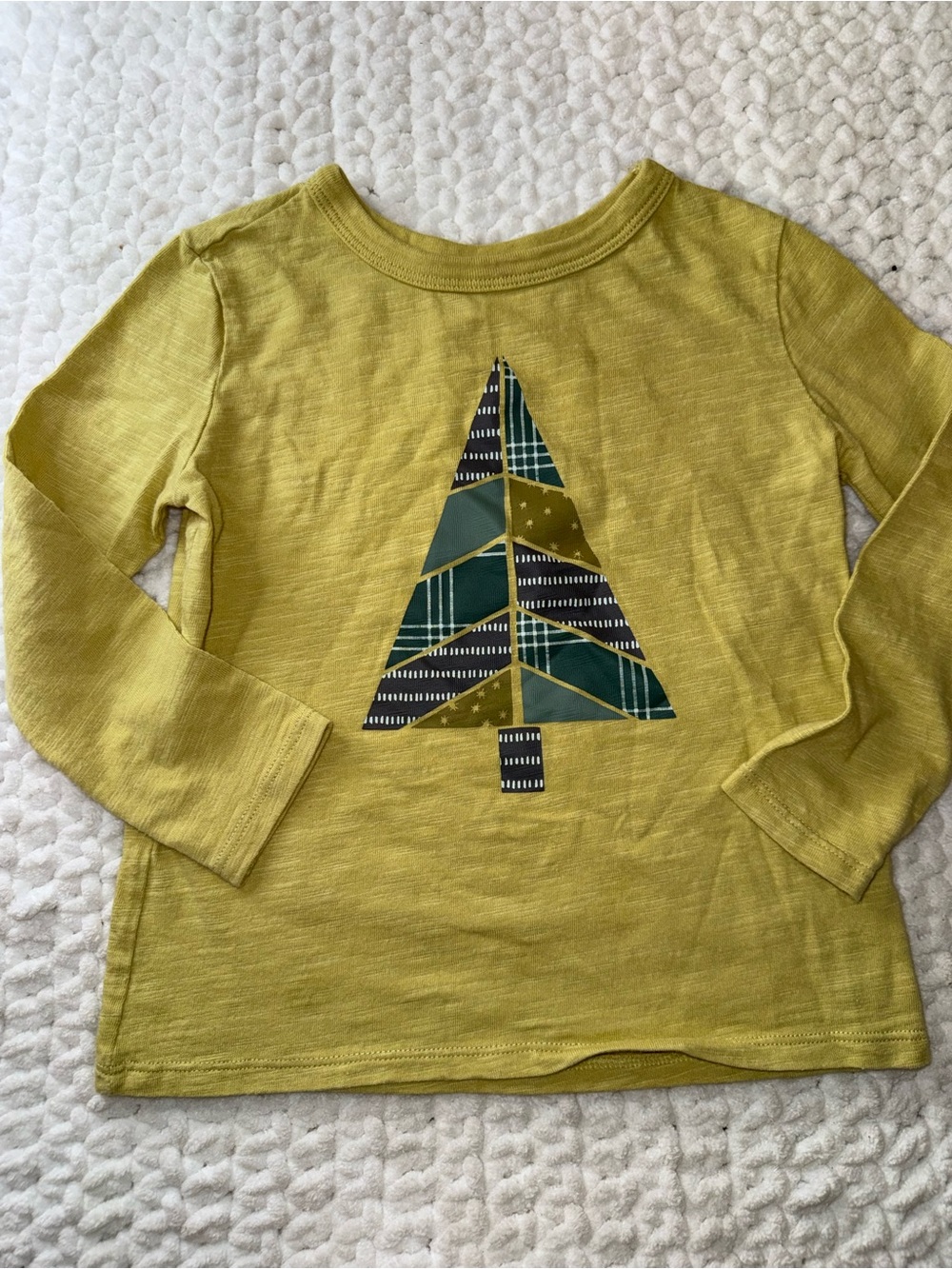 LC Lauren Conrad Yellow Long-Sleeve Top with Patchwork Tree